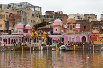 Vishram Ghat view from the river, Mathura. India.