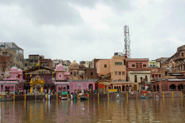 Vishram Ghat view from the river, Mathura. India.