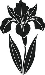 Iris Flower Silhouette Vector Illustration for Spring and Botanical Designs