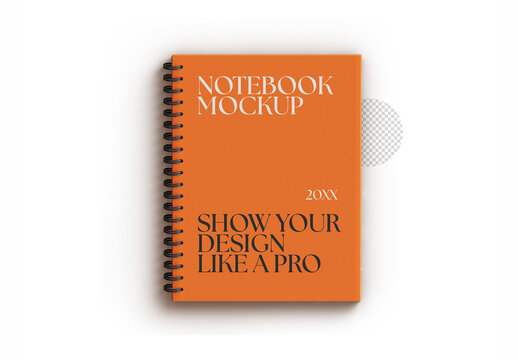 Mockup of Spiral Rigged Notebook Cover Top View