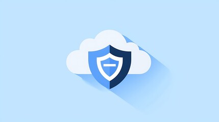 Cloud security shield.  A cloud icon with a shield graphic overlaid, symbolizing cloud-based protection