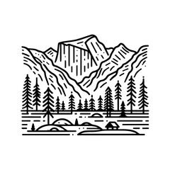 Fototapeta premium yosemite national park line art vector logo illustration