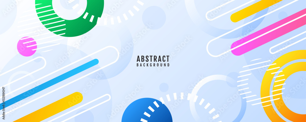 Poster colorful abstract background overlap layer on bright space with circles lines effect decoration. mod