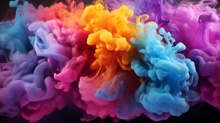 Obraz premium Vibrant Rainbow Ink Explosions: Abstract Color Symphony