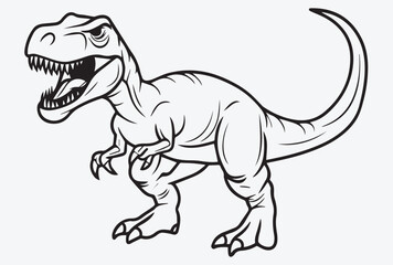 Outline of a Roaring Dinosaur with Its Tail Out, Perfect for Relaxing and Pet-Themed Illustrations, a drawing of no color, children coloring books and illustrations, Vector EPS, transparent background