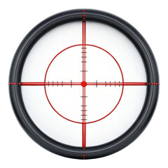 Precision shooting symbol with sniper scope design, featuring clear reticle and red markings for accuracy