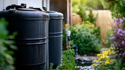 Rainwater harvesting system with water tank and filtration unit