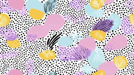 Abstract Seamless Pastel Composition: A delightful abstract pattern with soft pastel colors, delicate textures, and a playful arrangement of shapes