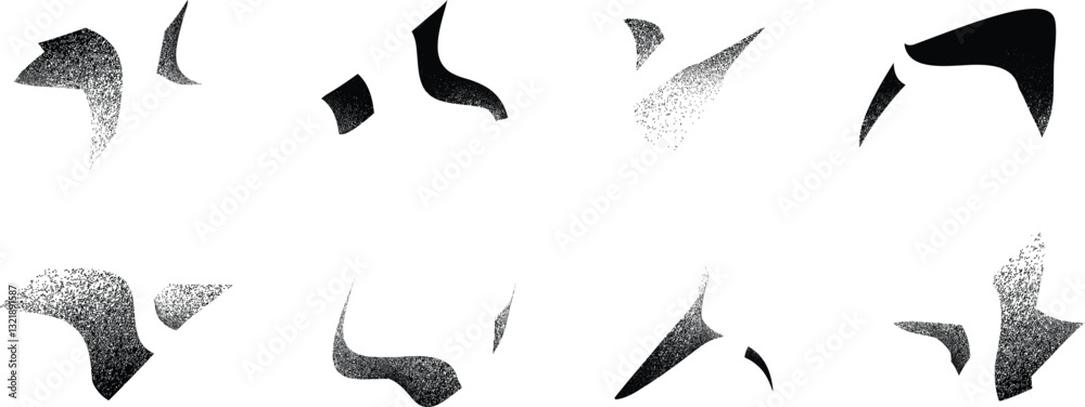 Poster sprayed black shapes composition .graffiti art design . noise textured shapes . spray effect .grunge