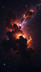 Obraz premium This stunning digital artwork presents a vibrant and surreal cosmic scene, blending elements of nebulae, planets, and star fields.