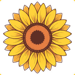 Flat vector illustration of sunflower. Vector EPS 10