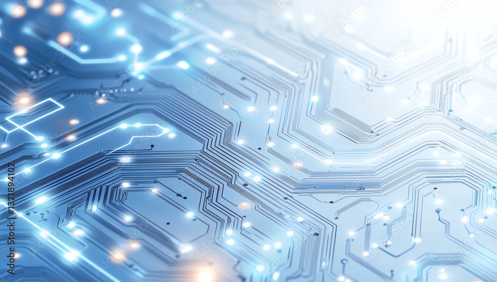 Poster a close-up of a circuit board with intricate patterns and luminous elements, representing the advanc