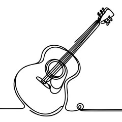 Fototapeta premium Minimalist acoustic guitar line drawing in black and white