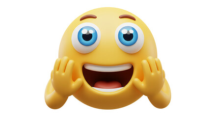Surprised face emoji with hands to cheeks showing happy emotion