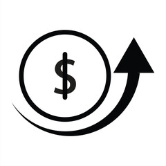 dollar bill icon and up arrow symbol .vector illustration