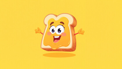 Cheerful cartoon grilled cheese sandwich character, fun celebration, Grilled Cheese Sandwich Day