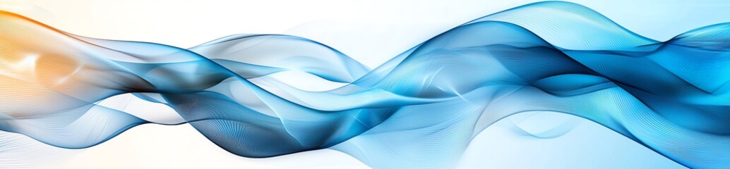 Obraz premium This abstract design features elegant flowing waves in shades of blue and orange, perfect for backgrounds, themes, or digital projects focused on modern aesthetics.
