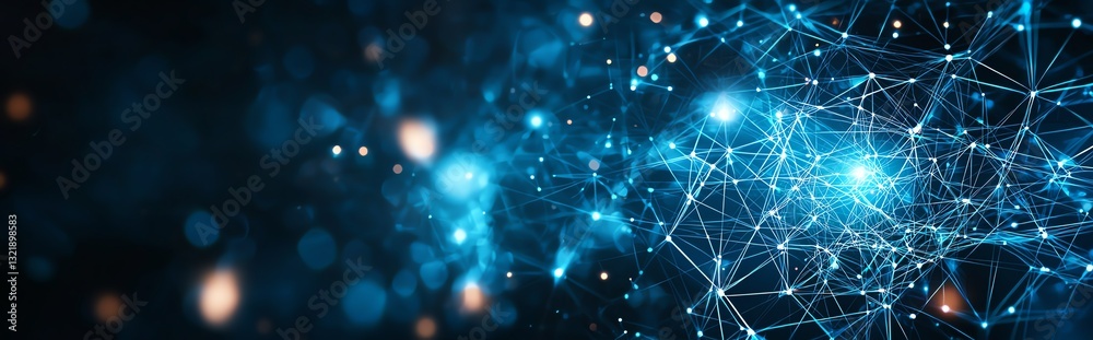 Aufkleber a mesmerizing visualization of interconnected nodes and light beams representing advanced technology
