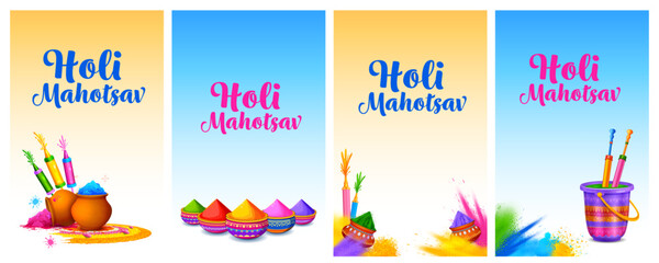 Happy Holi background card design for color festival of India celebration greetings for promotion and advertisement banner