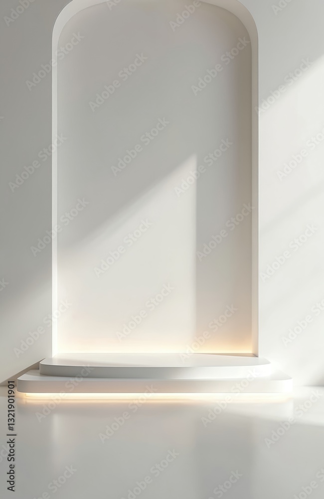 Aufkleber minimalistic light white studio background with built-in lighting for product presentation. illumina