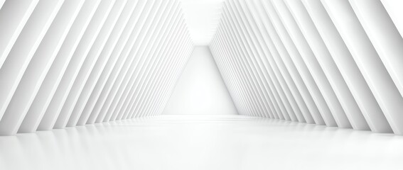 A striking minimalist interior featuring abstract white structures, creating a sense of depth and sophistication. Perfect for modern design themes and architectural inspiration.