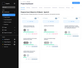 Project Management, Task Insight & Reports, Team Workflow Metrics Dashboard Web App UI Kit Template
