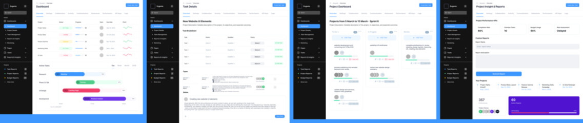 Project Management, Task Insight & Reports, Team Workflow Metrics Dashboard Web App UI Kit Template