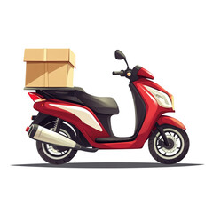 Obraz premium Red scooter delivering a package fast and reliable delivery service