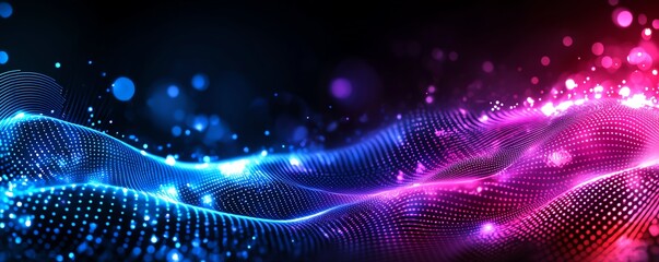 Fototapeta premium A vibrant wave of luminous colors in shades of blue and pink creates a stunning visual effect