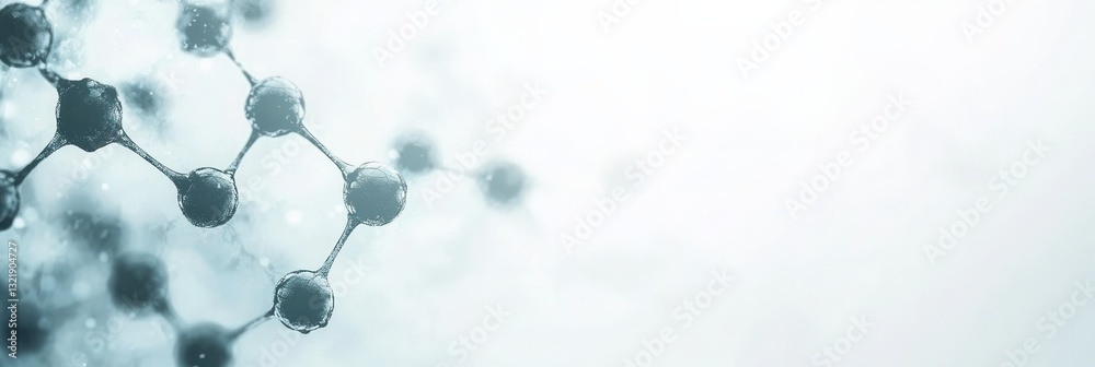 Fototapete visualization of abstract molecular structures in light blue and white showcasing a central molecule