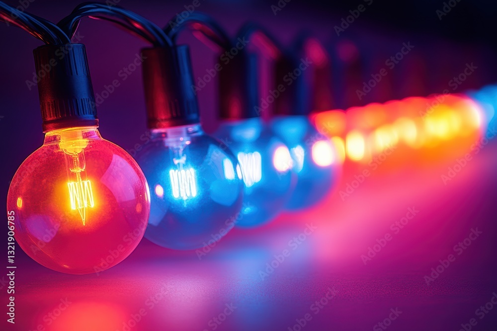 Aufkleber colorful decorative string lights illuminate a modern space, creating a vibrant atmosphere perfect f
