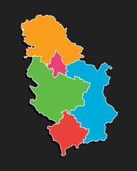 Vector map country Serbia divided on regions