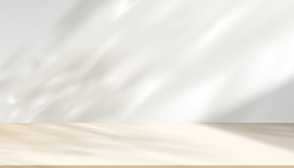 White background with shadow and light for product display,Studio kitchen with nature spring light and window shadow on cream 3d podium for cosmetic,Empty backdrop scene platform stage mock up
