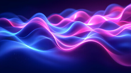 Naklejka premium Futuristic Abstract Wave Background with Glowing Blue and Purple Light Streaks – Dynamic Energy Flow, Technology-Inspired Digital Art, and Modern Aesthetic Design
