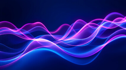 Fototapeta premium Futuristic Abstract Wave Background with Glowing Blue and Purple Light Streaks – Dynamic Energy Flow, Technology-Inspired Digital Art, and Modern Aesthetic Design