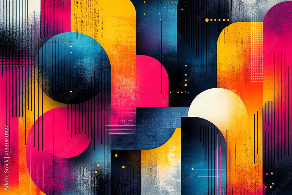 Poster Vibrant abstract background featuring vivid colors and geometric shapes, ideal for creative projects, digital art, or modern design aesthetics.