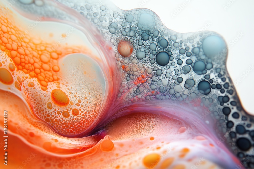 Leinwandbilder vibrant abstract image showcasing a colorful mix of bubbles and fluid shapes, creating a mesmerizing