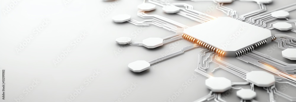 Aufkleber a close-up view of a modern microchip with intricate circuit designs, symbolizing advanced technolog
