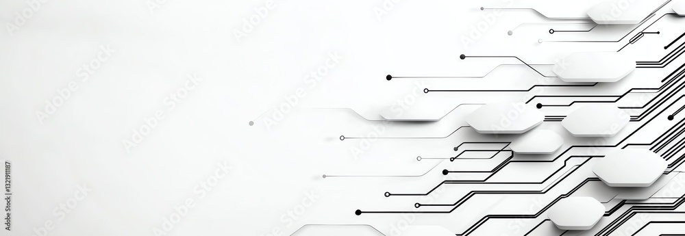 Poster a modern abstract background featuring geometric shapes and circuits, symbolizing digital advancemen