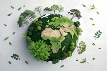 green planet earth with trees.happy earth day