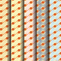 Colorful striped and circular seamless pattern with vintage textile design