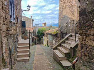Street view in the historic city of Anagni in Lazio, Italy