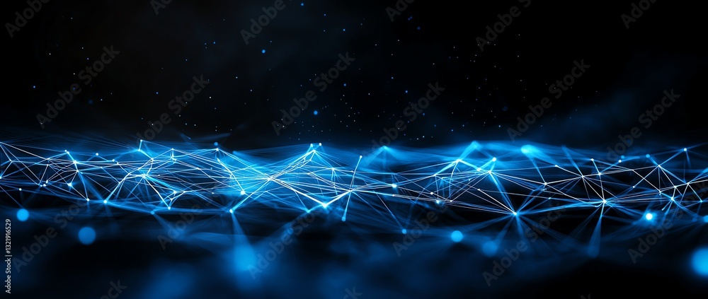Poster stunning abstract visualization of technology, featuring interconnected lines and glowing points in 