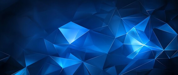 Obraz premium A mesmerizing blue abstract background featuring geometric shapes and dynamic lighting effects. Perfect for tech-related designs, corporate presentations, or digital art projects.