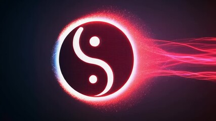 Yin yang symbol rotating with energy flowing around