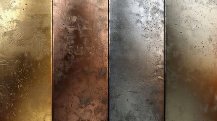 Textured Metal Panels in Gold, Copper, Silver, and Bronze Finish