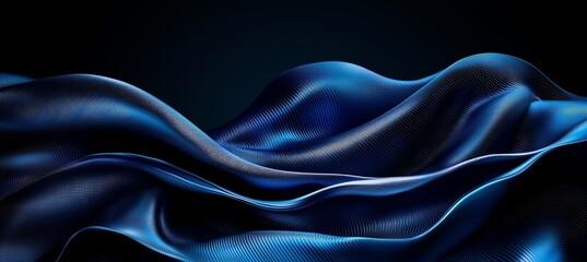 Obraz premium This image features smooth, flowing waves of deep blue fabric, capturing a sense of elegance and fluidity