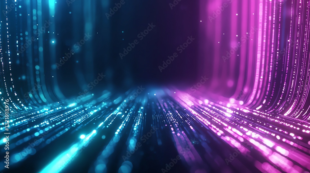 Poster a stunning visual representation of vibrant lines and sparkling particles creating a dynamic atmosph