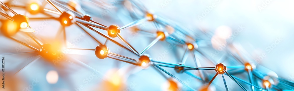 Poster an abstract representation of a network with interconnected nodes, symbolizing communication and inn