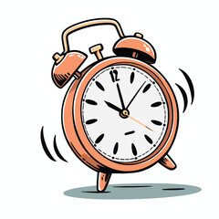 Ringing Orange Alarm Clock with Motion Lines